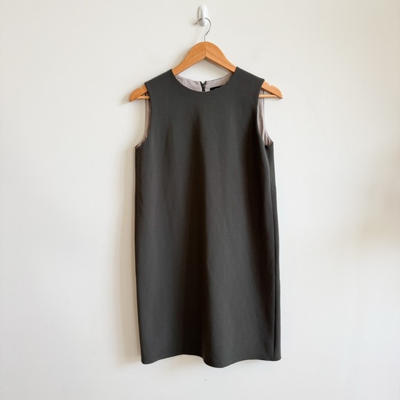 THEORY • Column Shift Dress in Green Slate - Picture 2 of 12